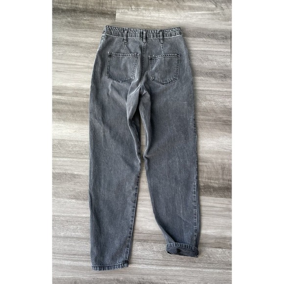 Forever 21 Faded Black Button Fly Jeans 25 High Rise Tapered E1 - Picture 5 of 6